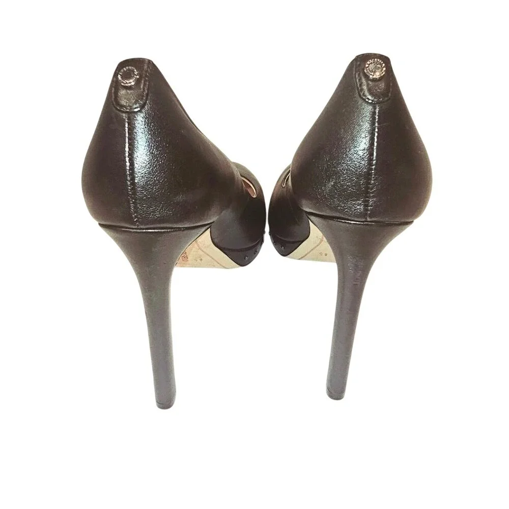 Karl Lagerfeld‎ Stiletto Heels Black Leather Platform Designer Pumps Womens 8.5